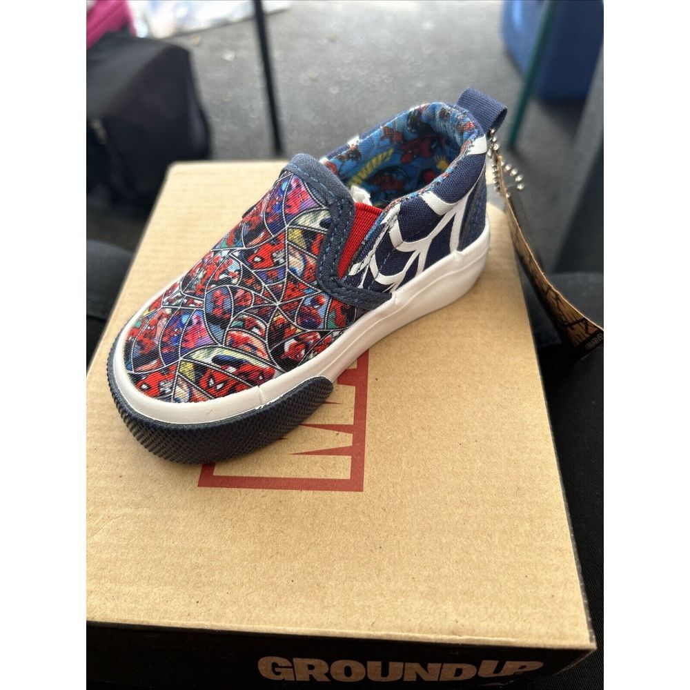 Marvel Spider-Man Slip On Sneakers‎ Size 5C NEW In Box, GROUND UP Blue/Red